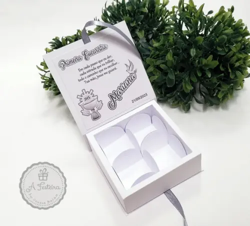 Caixa Cinza para 4 Doces Eucaristia