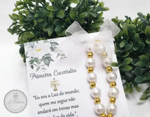 Lembrança Eucaristia com Terço Pulseira