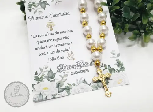 Lembrança Eucaristia com Terço Pulseira