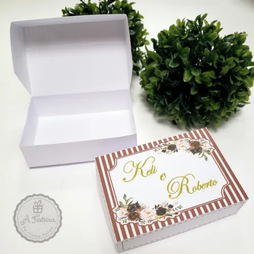 Caixa para 6 Doces Floral Marsala (personalizada)