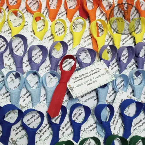 Mini Gravata Arco Iris com Tag Personalizado