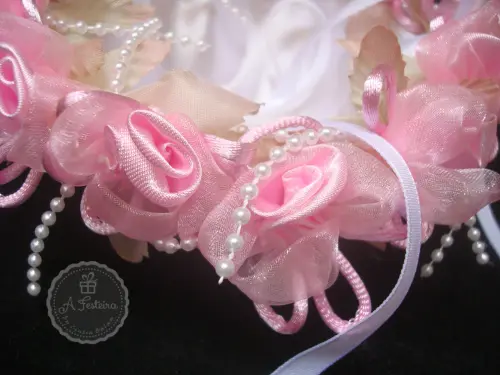Cestinha Porta Alianças Flor Rosa
