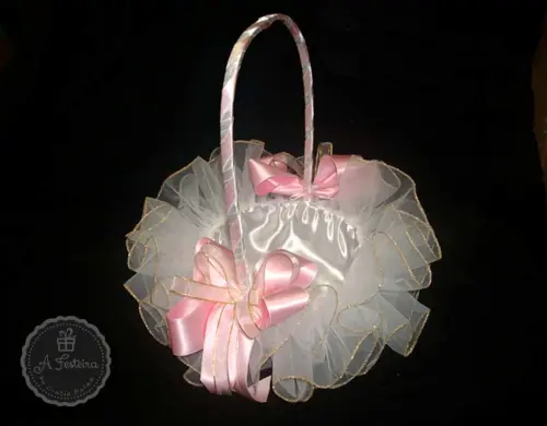 Cesta Florista Laço Rosa