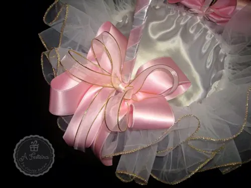 Cesta Florista Laço Rosa