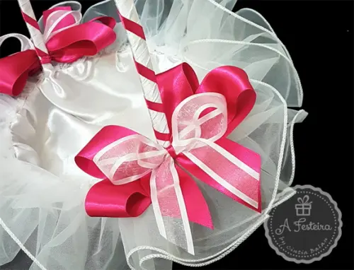 Cesta Florista Laço Pink