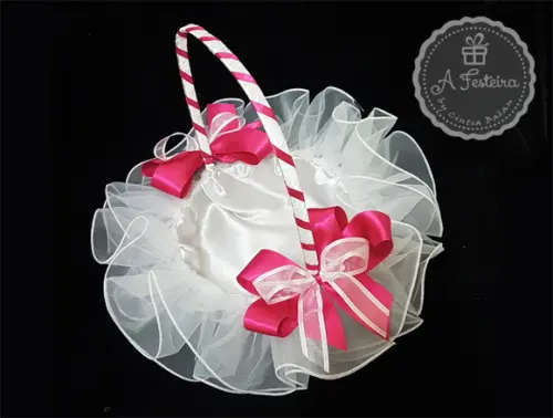 Cesta Florista Laço Pink