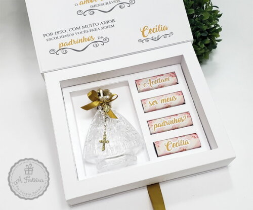 Convite Padrinhos Batizado Santinha