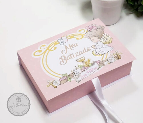 Caixa Lembrança Batizado Rosa
