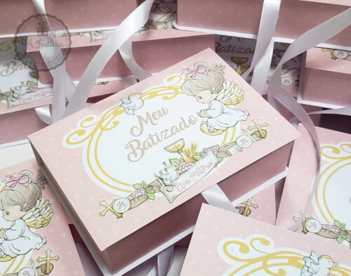 Caixa Lembrança Batizado Rosa
