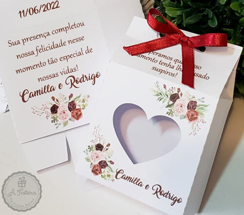 Caixa para Mini Suspiro Coração Marsala