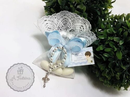 Saquinho com Renda para Batizado