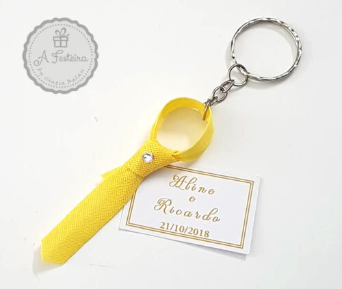 Mini Gravata Chaveiro com Strass e Tag Personalizado