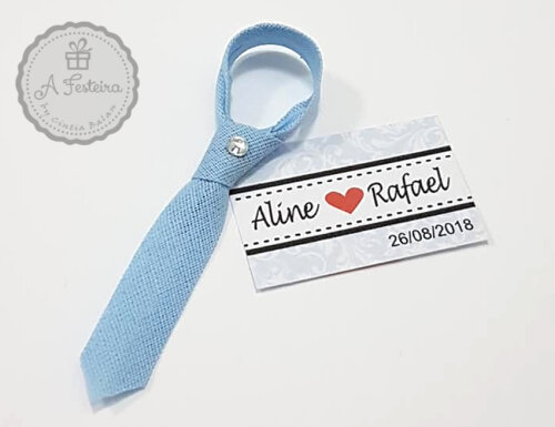 Mini Gravata com Strass e Tag Personalizado