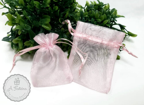 Kit com 20 saquinho de organza rosa