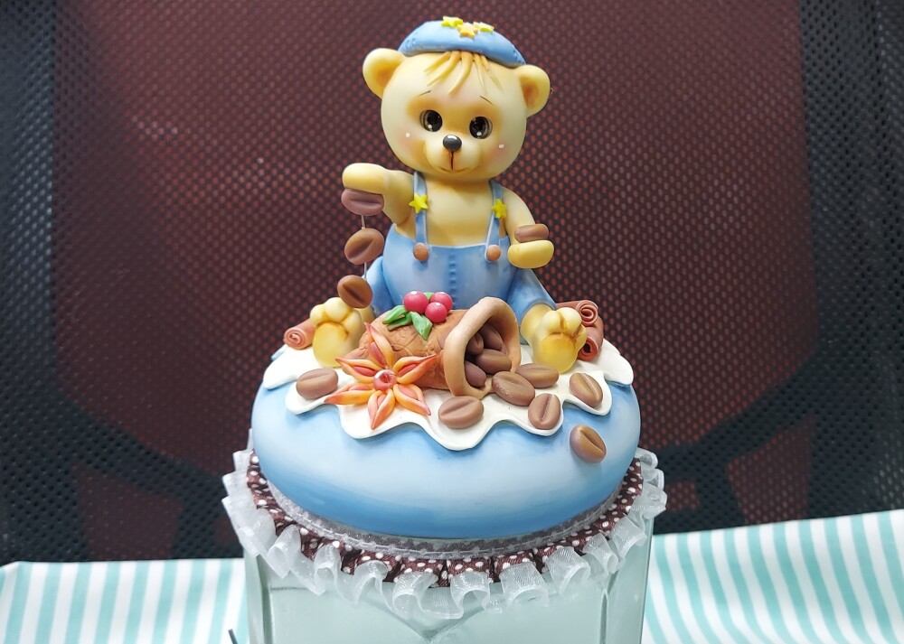 POTE DE CAFÉ COM URSINHO, POTE DE VIDRO PARA CAFÉ,  POTE DECORA