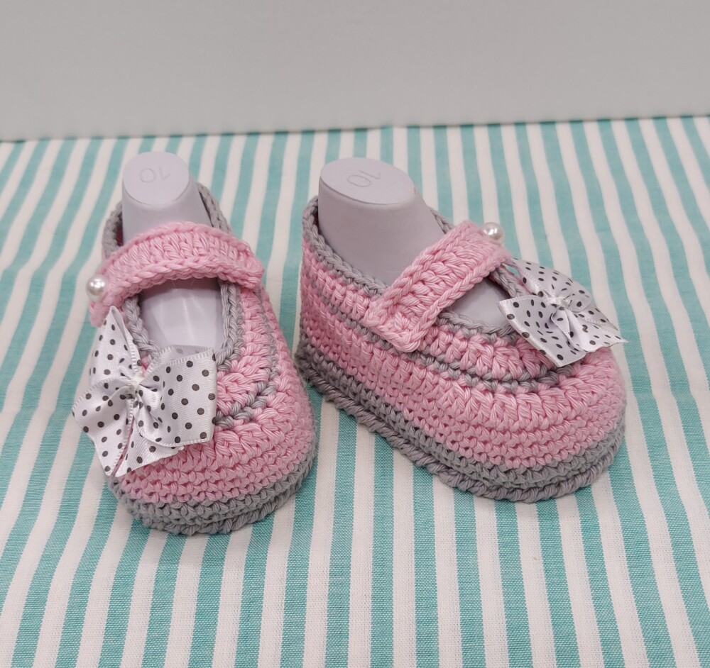 SAPATINHO DE CROCHÊ PARA BEBÊ MENINA MODELO ANINHA 10CM, SAPATI