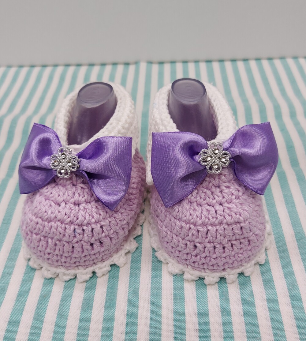SAPATINHO DE CROCHÊ PARA BEBÊ MENINA - MODELO ARIELA 9 CM, SAPA