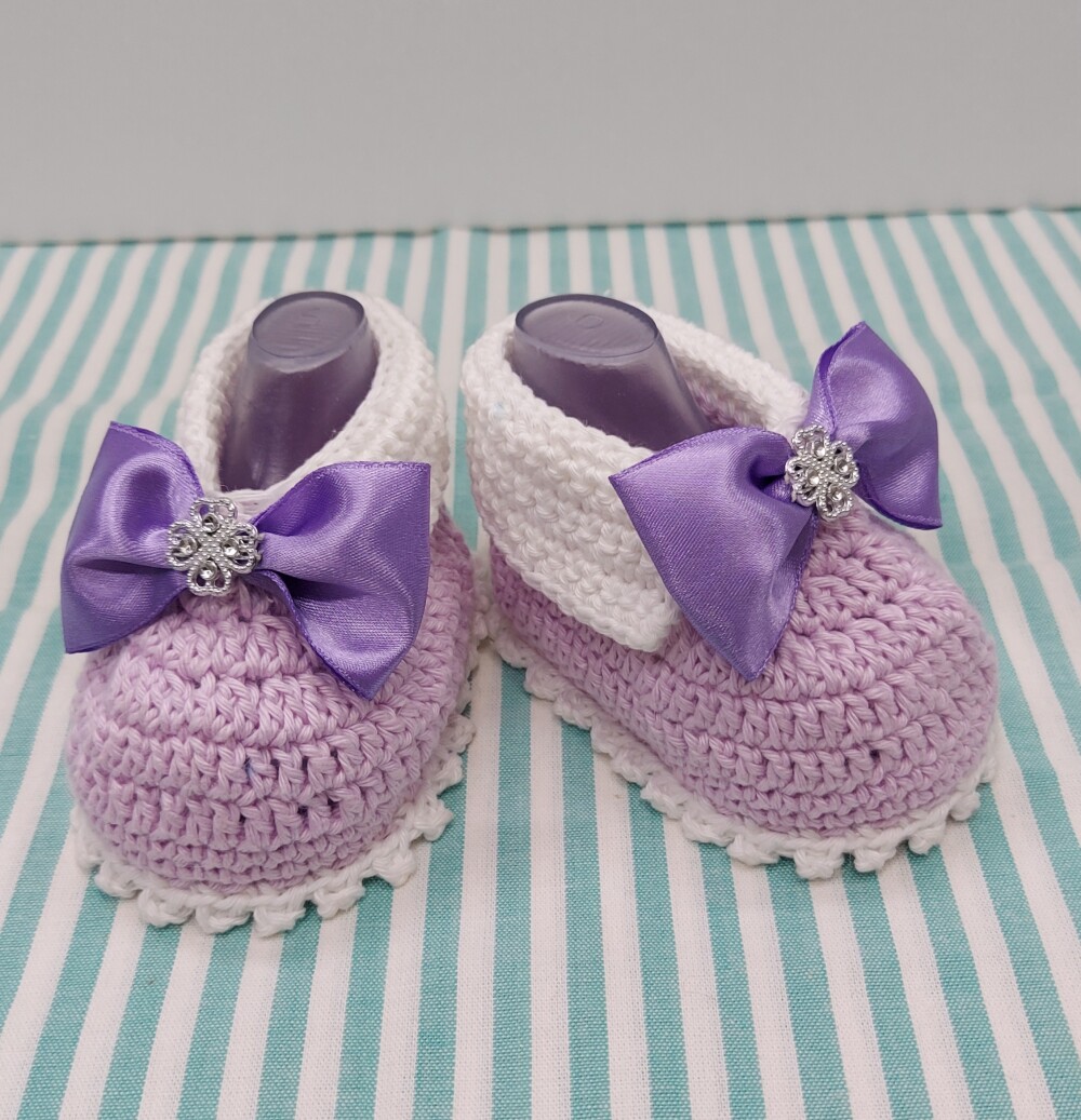 SAPATINHO DE CROCHÊ PARA BEBÊ MENINA - MODELO ARIELA 9 CM, SAPA