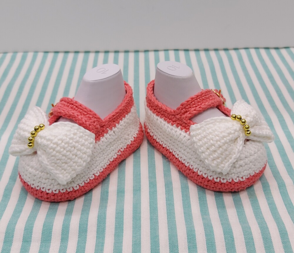 SAPATINHO DE CROCHÊ PARA BEBÊ MENINA MODELO GABY 9,5CM, SAPATIN