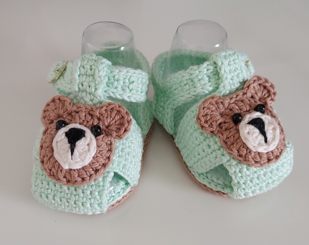 SANDÁLIA DE CROCHÊ PARA BEBÊ UNISEX MODELO BABY 9,5 CM, SANDÁ