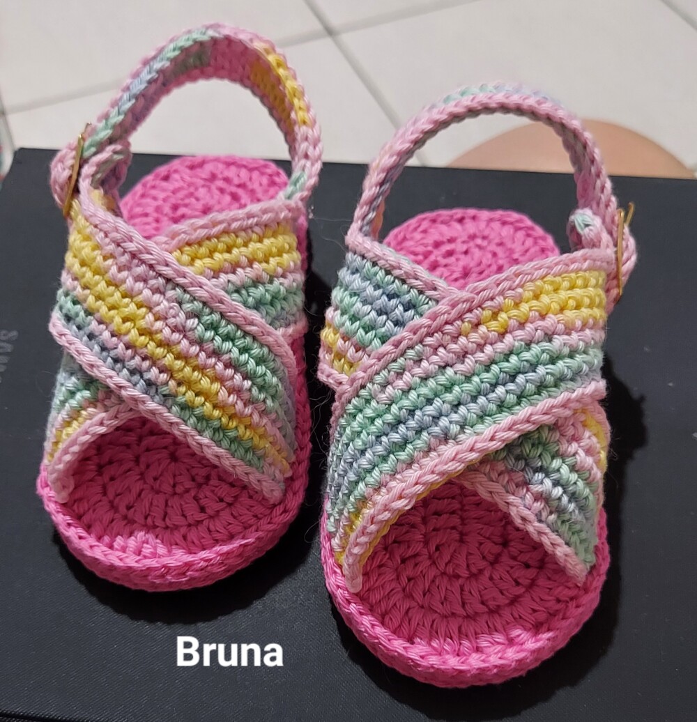SANDÁLIA DE CROCHÊ PARA BEBÊ MENINA MODELO BRUNA, SANDÁLIA DE
