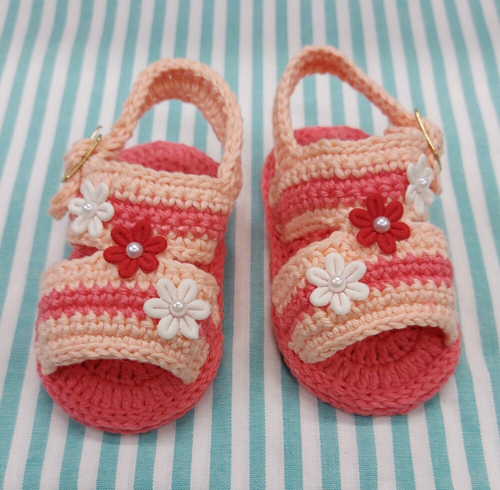 SANDÁLIA DE CROCHÊ PARA BEBÊ MENINA MODELO EMILY 11CM, SANDÁL