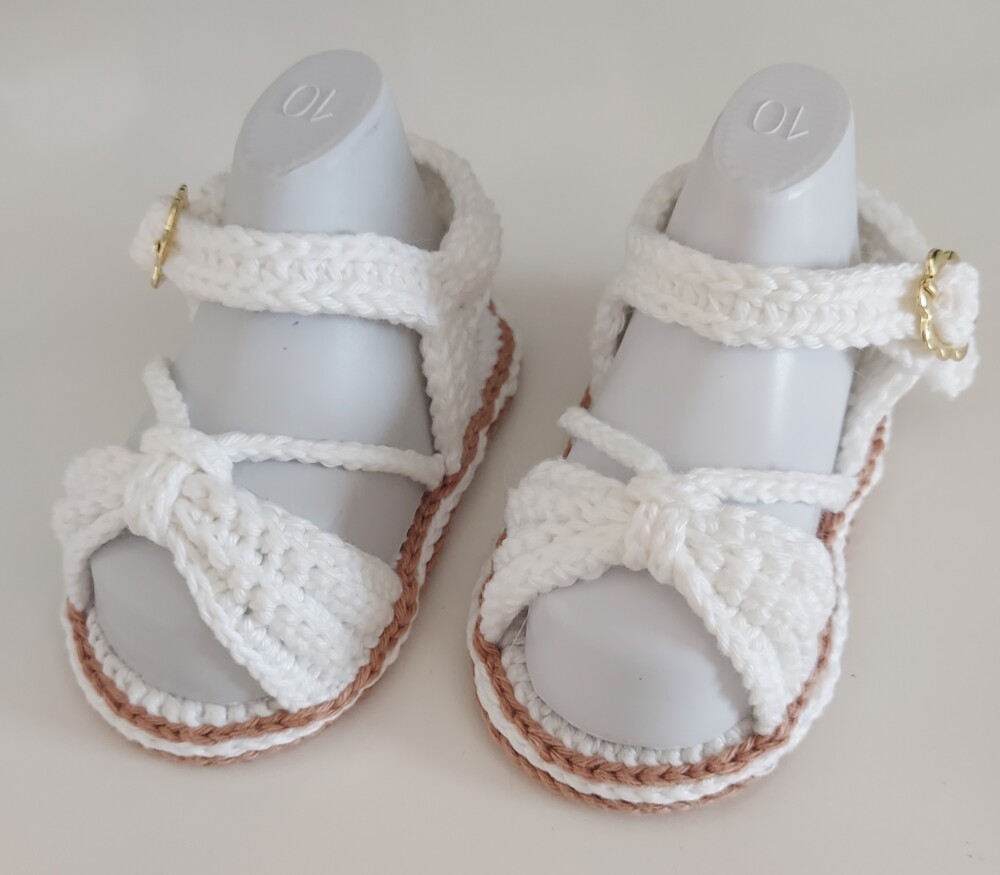 SANDÁLIA DE CROCHÊ PARA BEBÊ MENINA MODELO LÚ, SANDÁLIA PARA