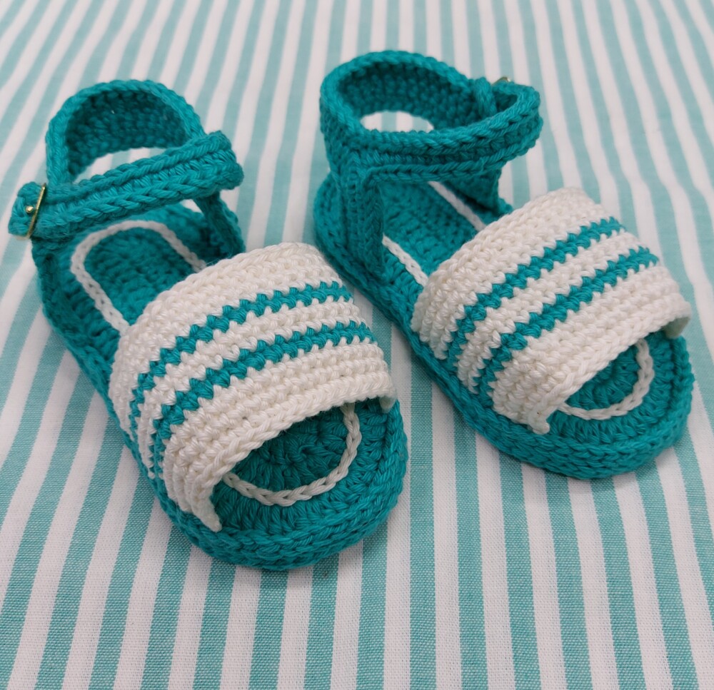 SANDÁLIA DE CROCHÊ PARA BEBÊ MENINO MODELO MARCOS 12 CM, SAND?