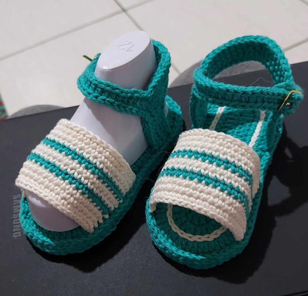 SANDÁLIA DE CROCHÊ PARA BEBÊ MENINO MODELO MARCOS 12 CM, SAND?