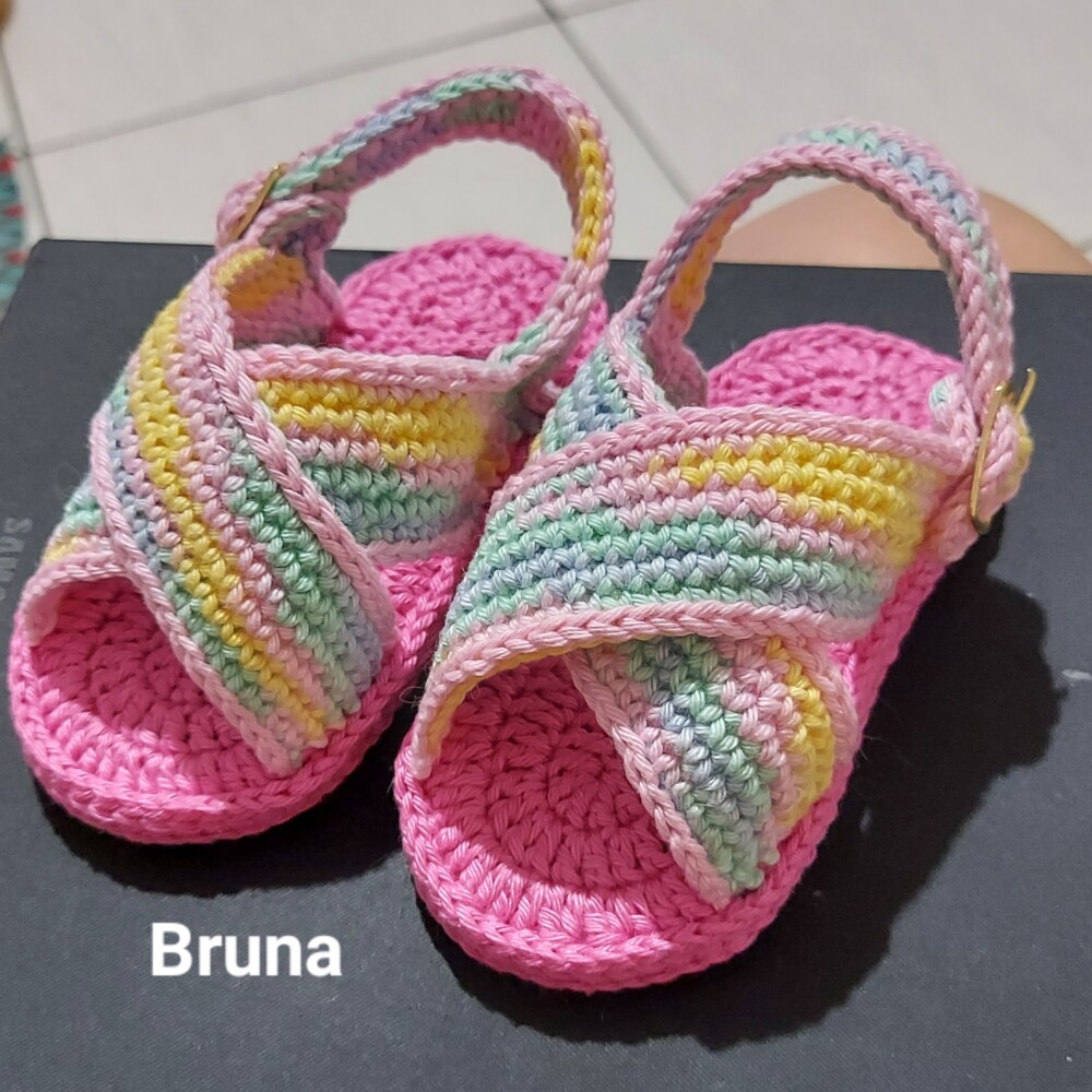 SANDÁLIA DE CROCHÊ PARA BEBÊ MENINA MODELO BRUNA, SANDÁLIA DE