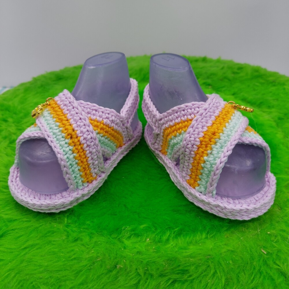 SANDÁLIA DE CROCHÊ PARA BEBÊ MENINA MODELO BRUNA, SANDÁLIA DE CRO