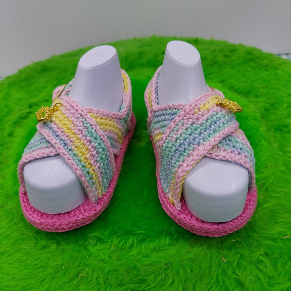 SANDÁLIA DE CROCHÊ PARA BEBÊ MENINA MODELO BRUNA, SANDÁLIA DE CRO