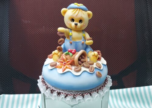 POTE DE CAFÉ COM URSINHO, POTE DE VIDRO PARA CAFÉ,  POTE DECORA