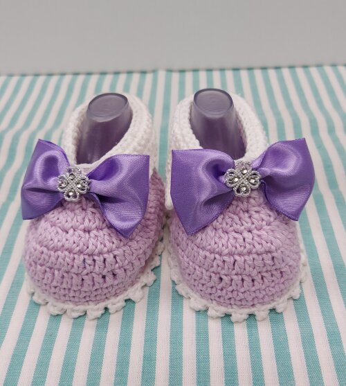 SAPATINHO DE CROCHÊ PARA BEBÊ MENINA - MODELO ARIELA 9 CM, SAPATINHO PARA BEBÊ MENINA EM CROCHÊ, CROCHÊ