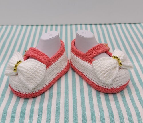 SAPATINHO DE CROCHÊ PARA BEBÊ MENINA MODELO GABY 9,5CM, SAPATIN