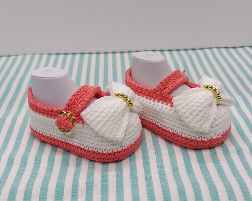 SAPATINHO DE CROCHÊ PARA BEBÊ MENINA MODELO GABY 9,5CM, SAPATIN