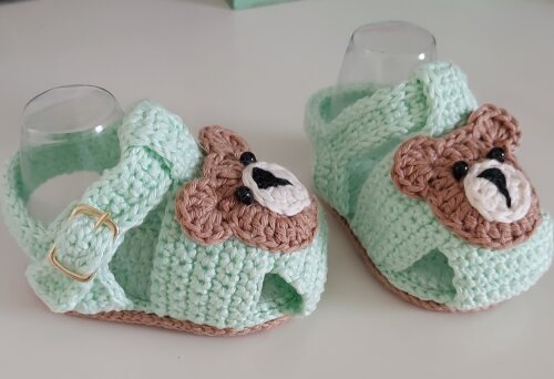 SANDÁLIA DE CROCHÊ PARA BEBÊ UNISEX MODELO BABY 9,5 CM, SANDÁ