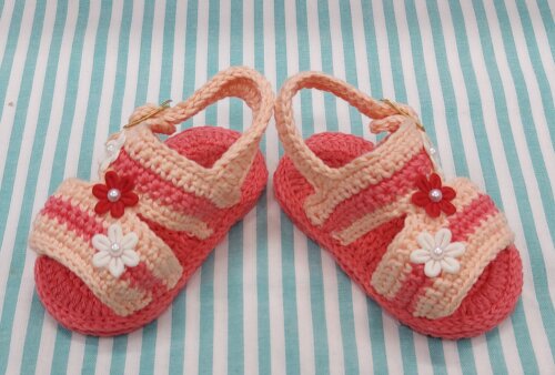 SANDÁLIA DE CROCHÊ PARA BEBÊ MENINA MODELO EMILY 11CM, SANDÁL