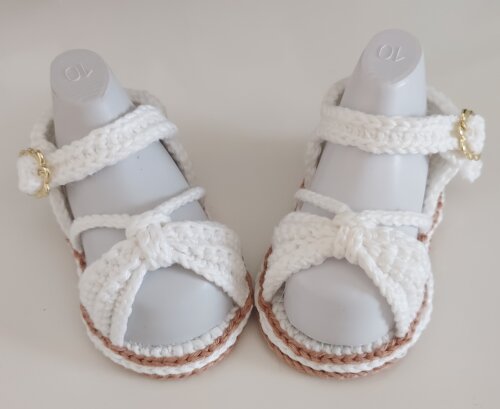 SANDÁLIA DE CROCHÊ PARA BEBÊ MENINA MODELO LÚ, SANDÁLIA PARA