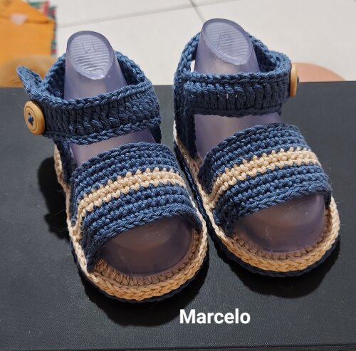 SANDÁLIA DE CROCHÊ PARA BEBÊ MENINO MODELO MARCELO 11 CM, SANDÁLIA PARA BEBÊ, SANDÁLIA PARA BEBÊ DE CROCHÊ, CROCHÊ