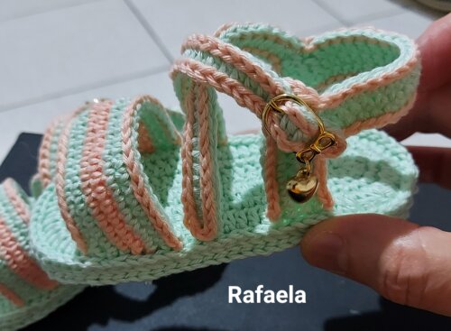 SANDÁLIA DE CROCHÊ PARA BEBÊ MODELO RAFAELA 12CM,  SANDÁLIA P