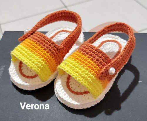 SANDÁLIA DE CROCHÊ PARA BEBÊ MENINA MODELO VERONA 11CM, SANDÁ