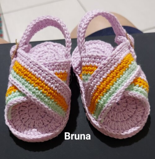 SANDÁLIA DE CROCHÊ PARA BEBÊ MENINA MODELO BRUNA, SANDÁLIA DE