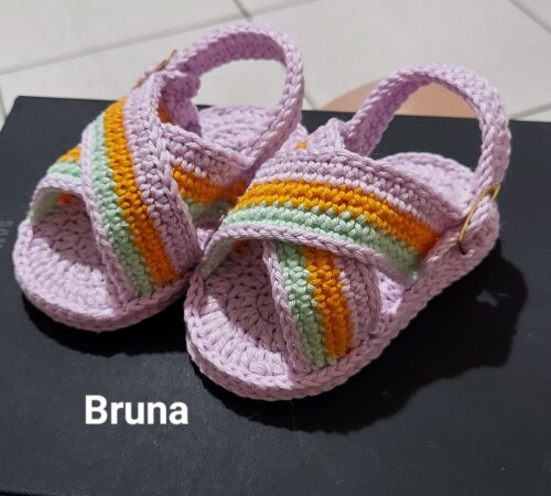SANDÁLIA DE CROCHÊ PARA BEBÊ MENINA MODELO BRUNA, SANDÁLIA DE