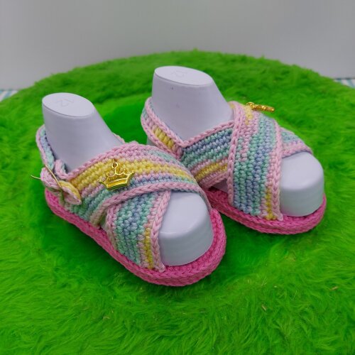 SANDÁLIA DE CROCHÊ PARA BEBÊ MENINA MODELO BRUNA, SANDÁLIA DE CRO
