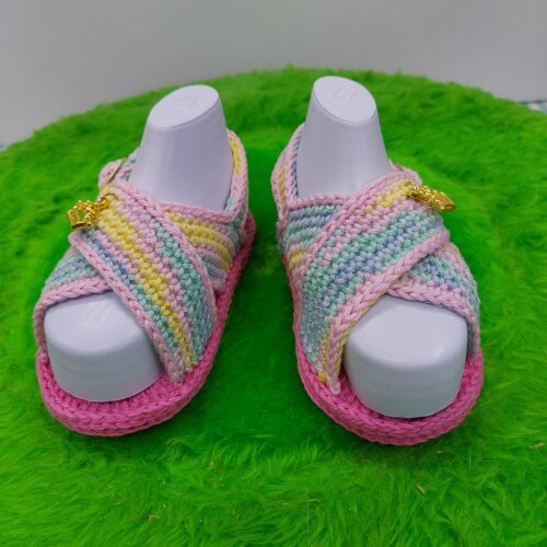 SANDÁLIA DE CROCHÊ PARA BEBÊ MENINA MODELO BRUNA, SANDÁLIA DE CRO