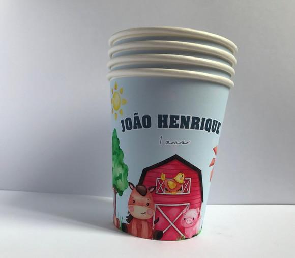 Copo Descartávei Personalizado - 100 Unidades Fazendinha
