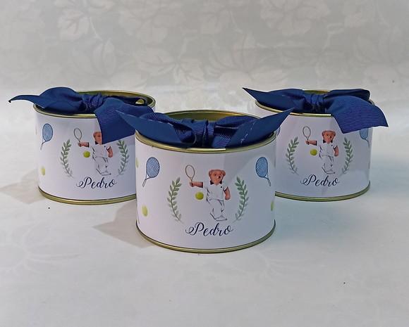 Latinhas Personalizadas 7x5cm Urso Tenista - 40 Unidades