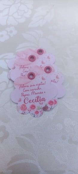 Tag de Agradecimento Rose Frente e Verso 30 Unids
