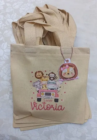 Sacola Algodão Cru Personalizada 20x20cm - com Tag. - 15 Uni